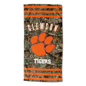 NCAA Clemson Tigers Realtree Stripes Beach Towel 30x60 Inches