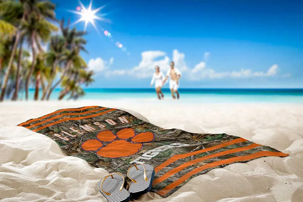 NCAA Clemson Tigers Realtree Stripes Beach Towel 30x60 Inches