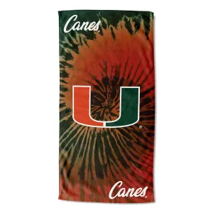 NCAA Miami Hurricanes Psychedelic Beach Towel 30x60 Inches