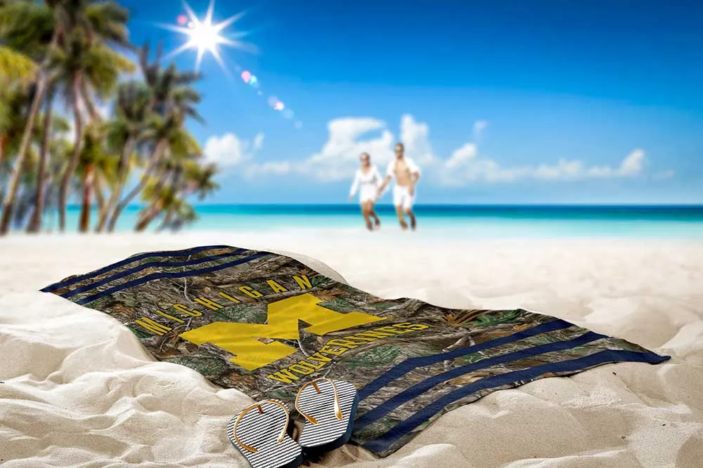 NCAA Michigan Wolverines Realtree Stripes Beach Towel 30x60 Inches