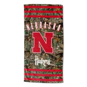 NCAA Nebraska Cornhuskers Realtree Stripes Beach Towel 30x60 Inches