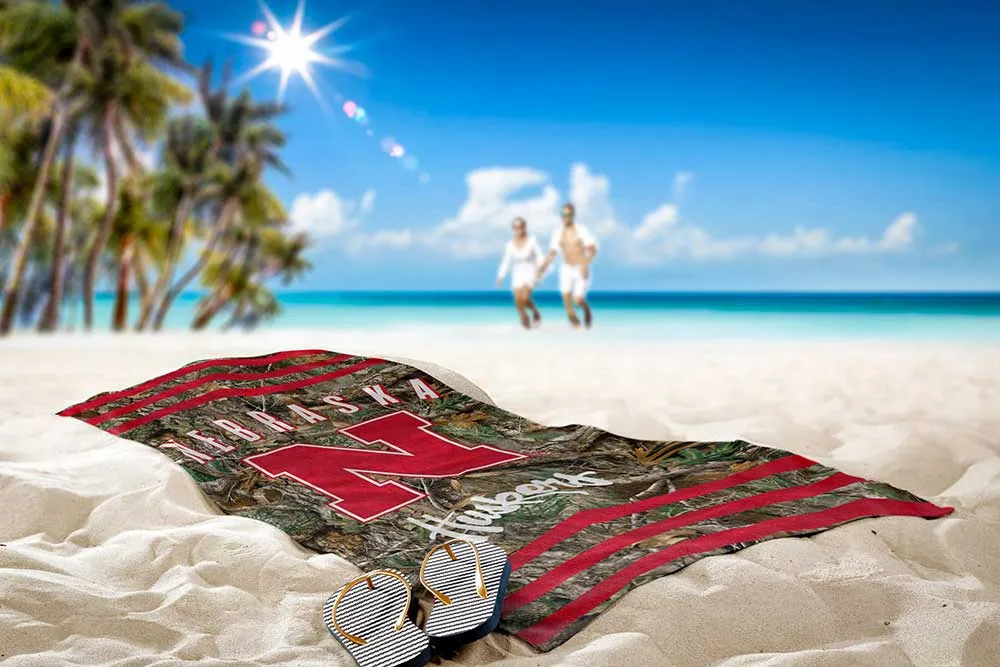 NCAA Nebraska Cornhuskers Realtree Stripes Beach Towel 30x60 Inches