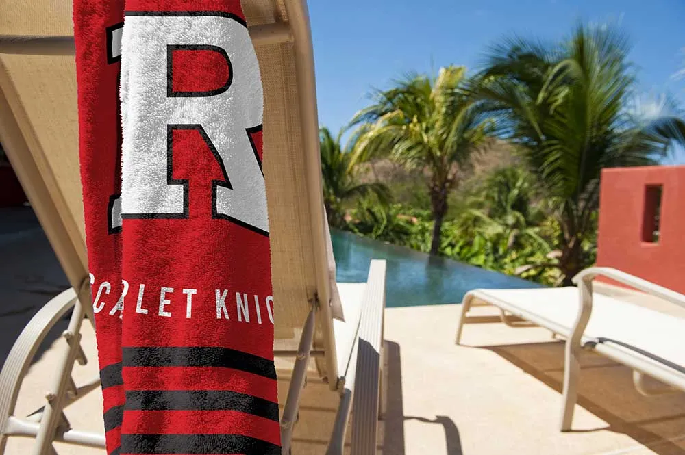 NCAA Rutgers Scarlet Knights Stripes Beach Towel 30x60 Inches