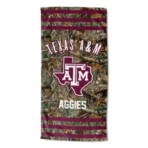 NCAA Texas A&M Aggies Realtree Stripes Beach Towel 30x60 Inches