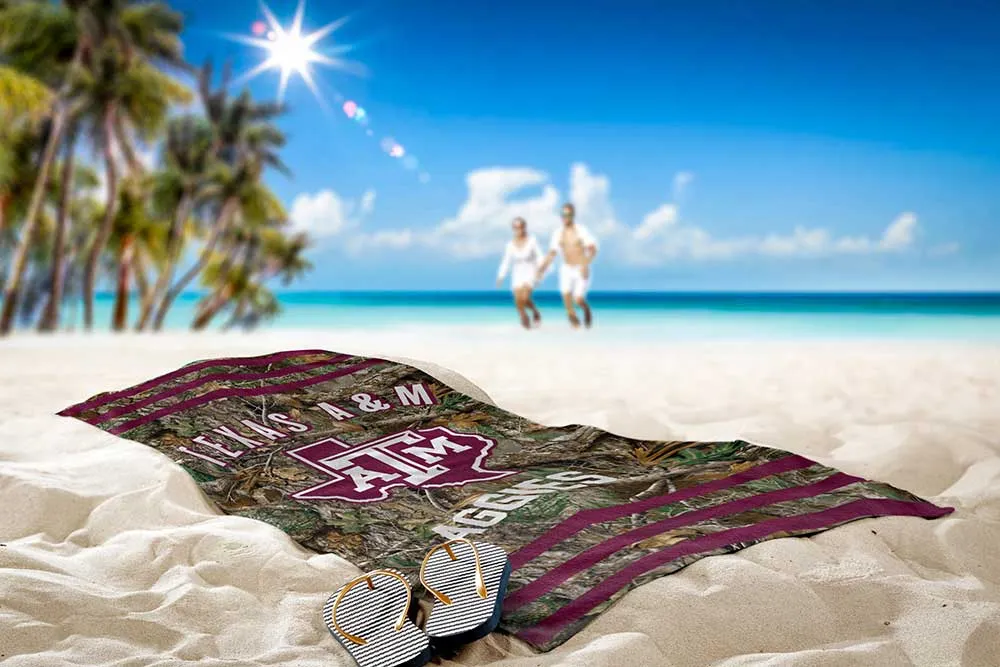 NCAA Texas A&M Aggies Realtree Stripes Beach Towel 30x60 Inches