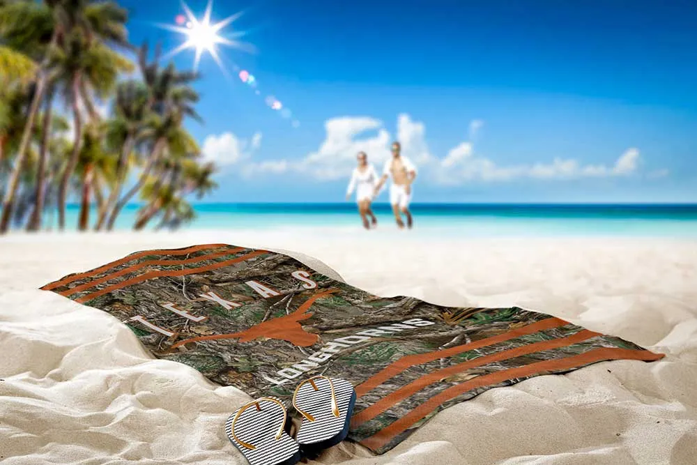 NCAA Texas Longhorns Realtree Stripes Beach Towel 30x60 Inches