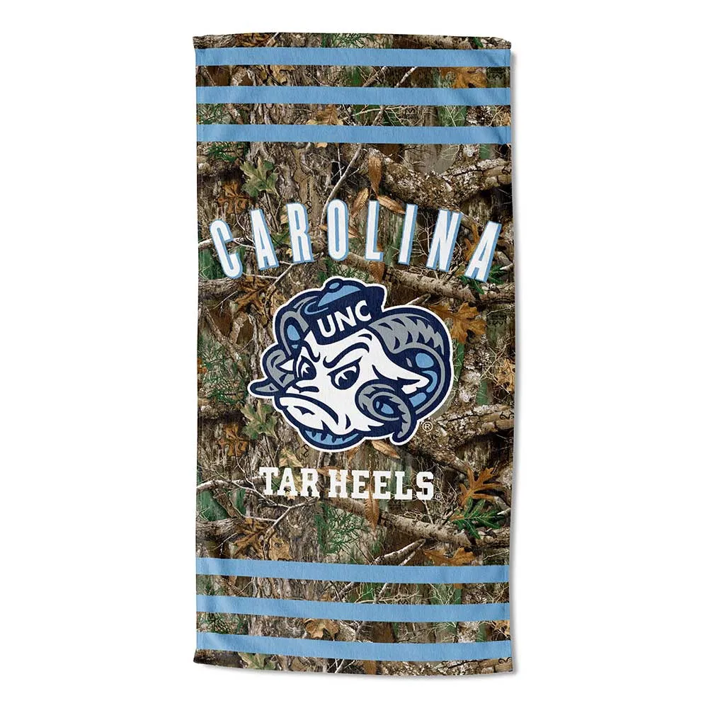 NCAA UNC Tar Heels Realtree Stripes Beach Towel 30x60 Inches