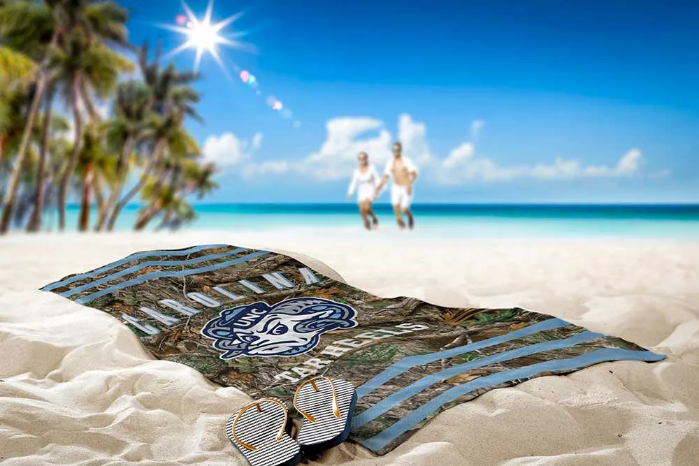 NCAA UNC Tar Heels Realtree Stripes Beach Towel 30x60 Inches