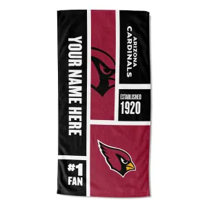 NFL Arizona Cardinals Colorblock Personalized Beach Towel 30x60 Inches