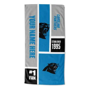 NFL Carolina Panthers Colorblock Personalized Beach Towel 30x60 Inches