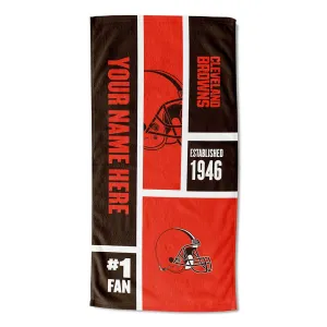 NFL Cleveland Browns Colorblock Personalized Beach Towel 30x60 Inches