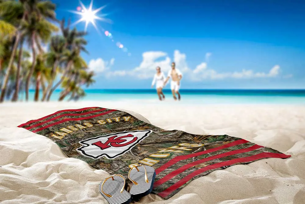 NFL Kansas City Chiefs Realtree Stripes Beach Towel 30x60 Inches