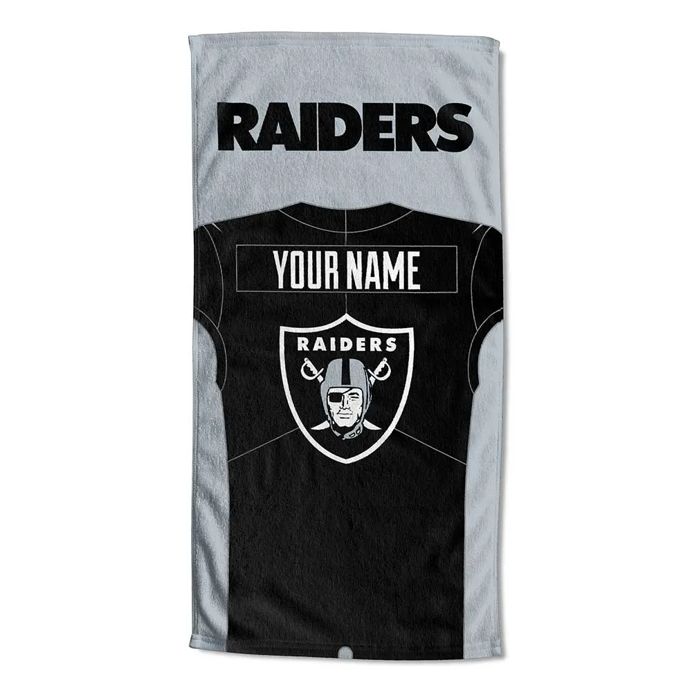 NFL Las Vegas Raiders Jersey Personalized Beach Towel 30x60 Inches