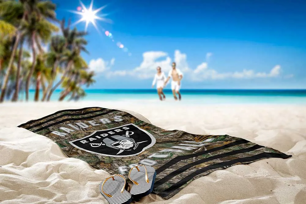 NFL Las Vegas Raiders Realtree Stripes Beach Towel 30x60 Inches