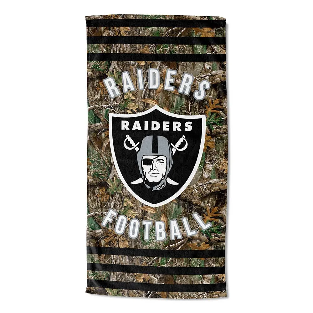 NFL Las Vegas Raiders Realtree Stripes Beach Towel 30x60 Inches