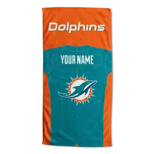 NFL Miami Dolphins Jersey Personalized Beach Towel 30x60 Inches