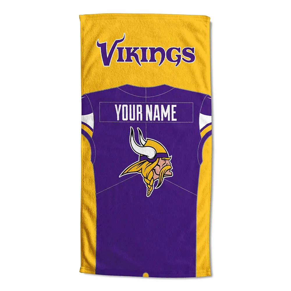 NFL Minnesota Vikings Jersey Personalized Beach Towel 30x60 Inches