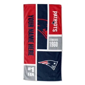 NFL New England Patriots Colorblock Personalized Beach Towel 30x60 Inches