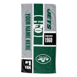 NFL New York Jets Colorblock Personalized Beach Towel 30x60 Inches