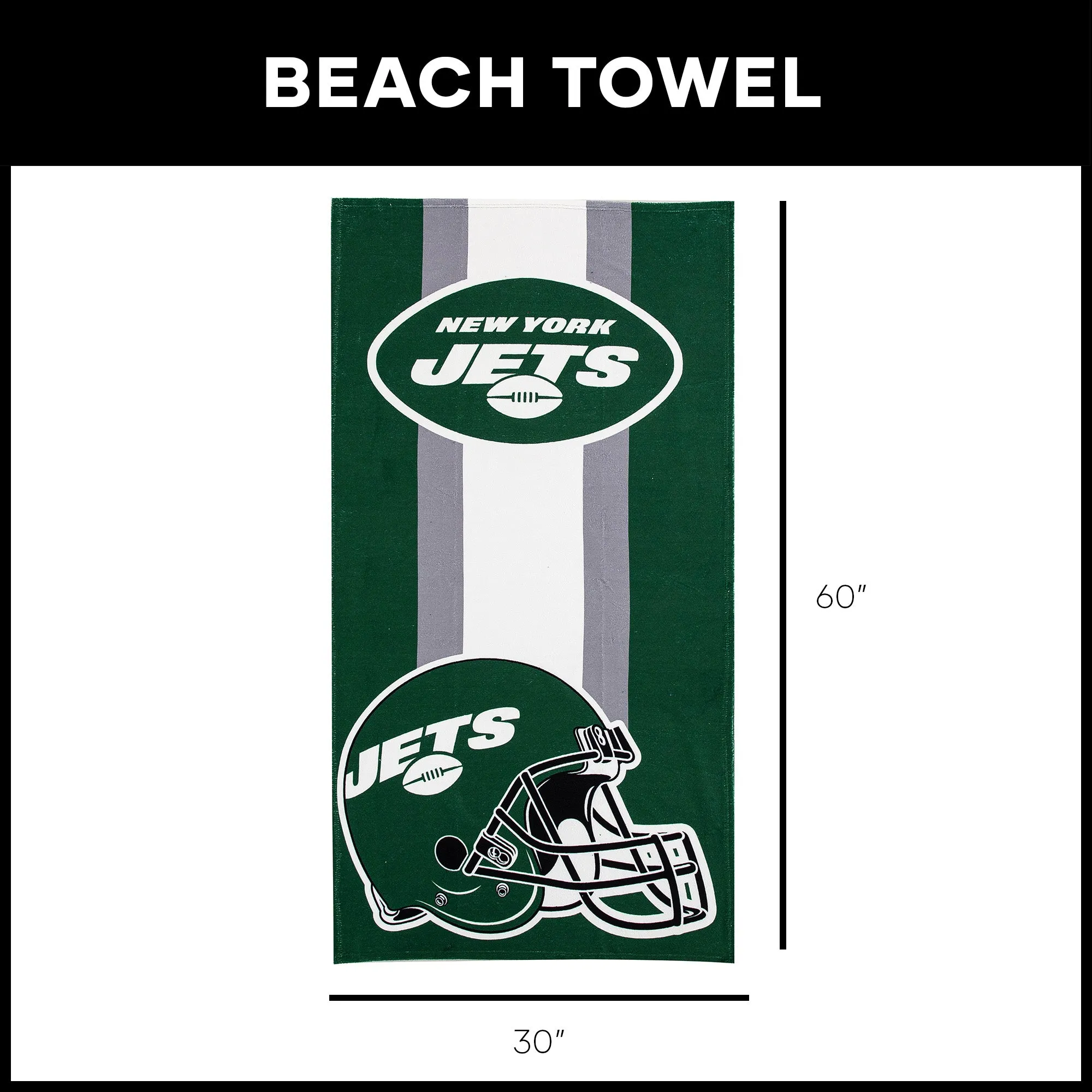 NFL New York Jets Zone Read Beach Towel 30X60 Inches