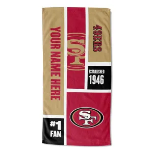 NFL San Francisco 49ers Colorblock Personalized Beach Towel 30x60 Inches