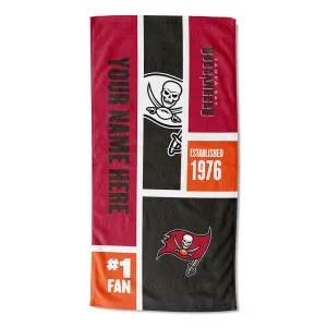 NFL Tampa Bay Buccaneers Colorblock Personalized Beach Towel 30x60 Inches