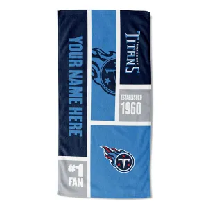 NFL Tennessee Titans Colorblock Personalized Beach Towel 30x60 Inches