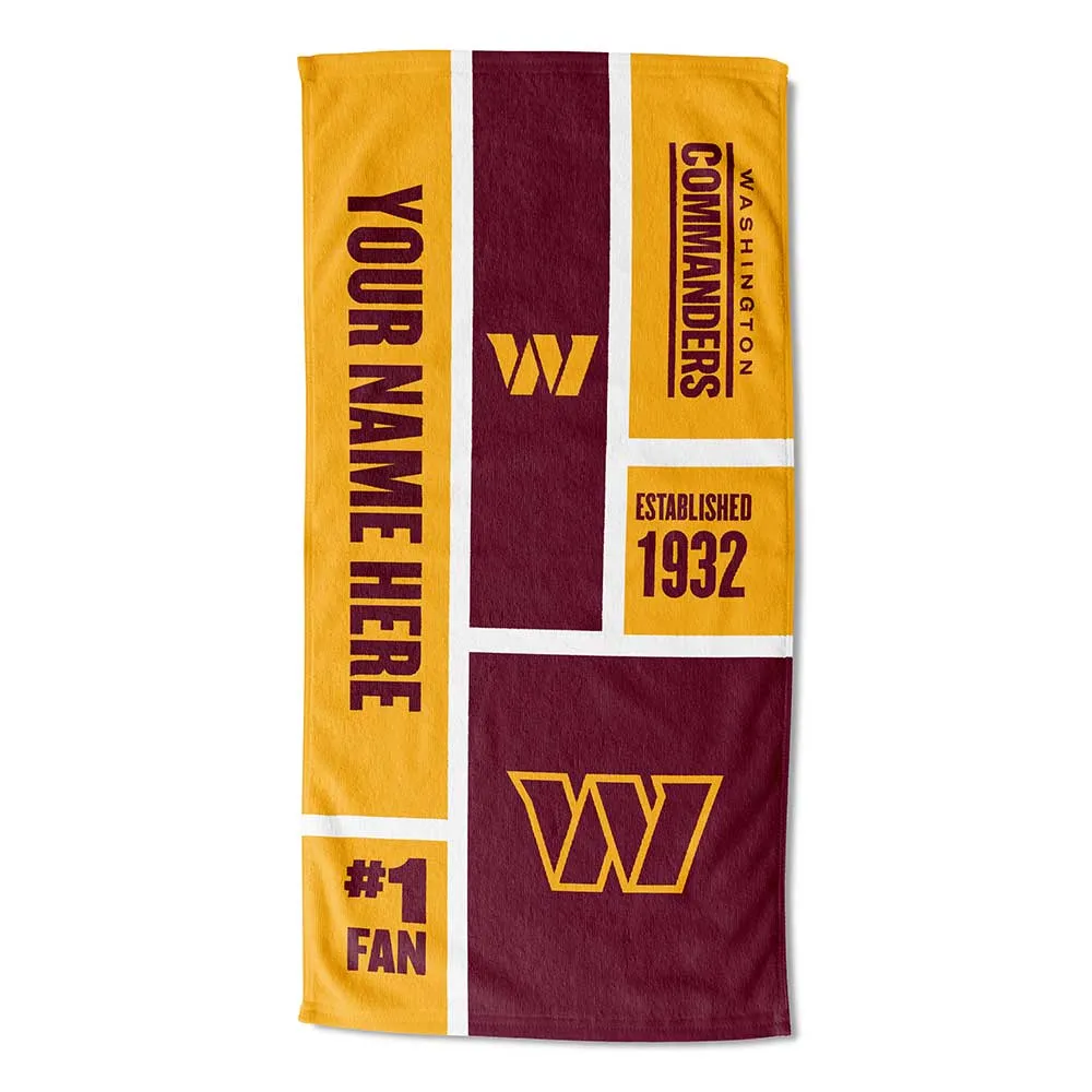 NFL Washington Colorblock Personalized Beach Towel 30x60 Inches