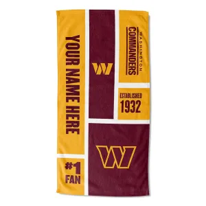 NFL Washington Colorblock Personalized Beach Towel 30x60 Inches