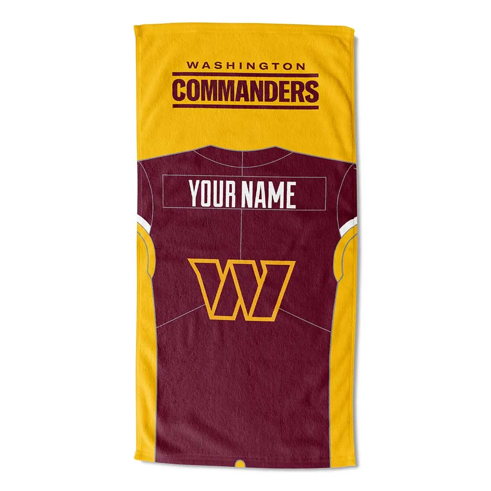 NFL Washington Commanders Jersey Personalized Beach Towel 30x60 Inches