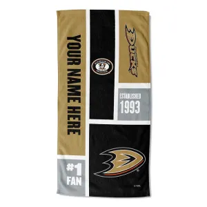 NHL Anaheim Ducks Personalized Colorblock Beach Towel 30x60 Inches