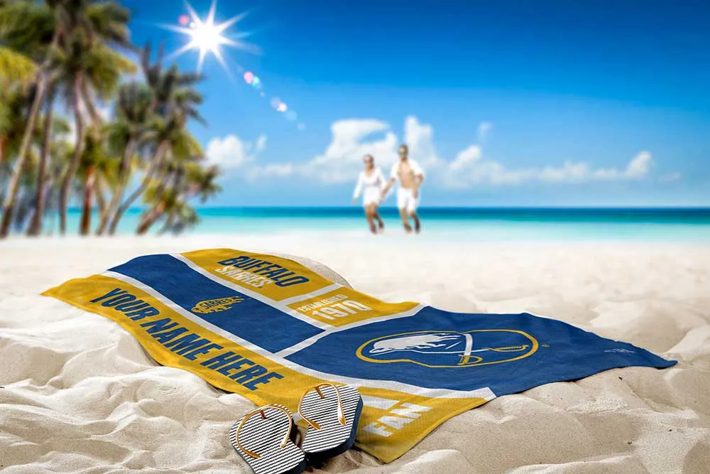 NHL Buffalo Sabres Colorblock Personalized Beach Towel 30x60 Inches