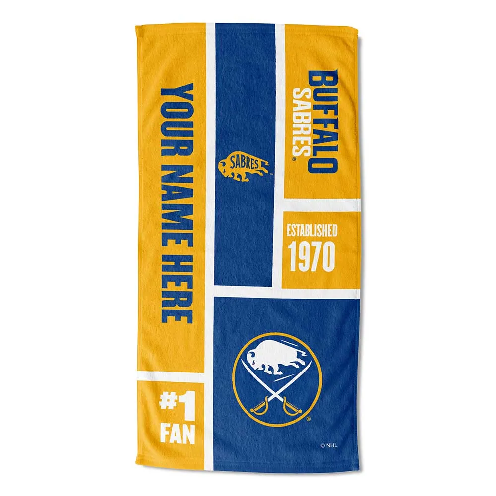 NHL Buffalo Sabres Colorblock Personalized Beach Towel 30x60 Inches