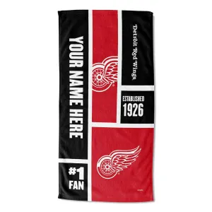 NHL Detroit Red Wings Colorblock Personalized Beach Towel 30x60 Inches