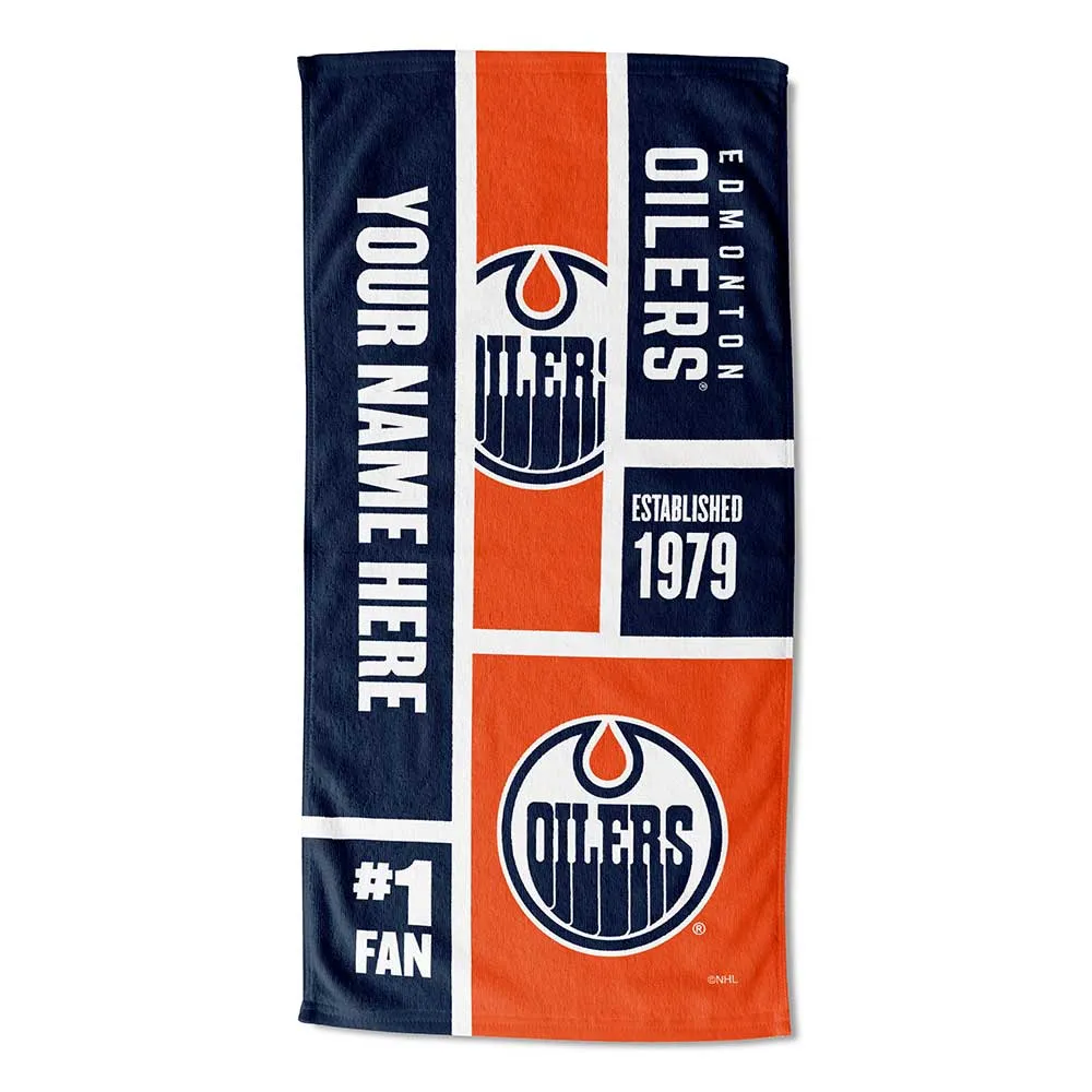 NHL Edmonton Oilers Colorblock Personalized Beach Towel 30x60 Inches