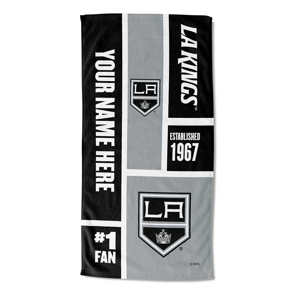 NHL Los Angeles Kings Colorblock Personalized Beach Towel 30x60 Inches