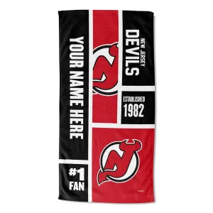 NHL New Jersey Devils Colorblock Personalized Beach Towel 30x60 Inches