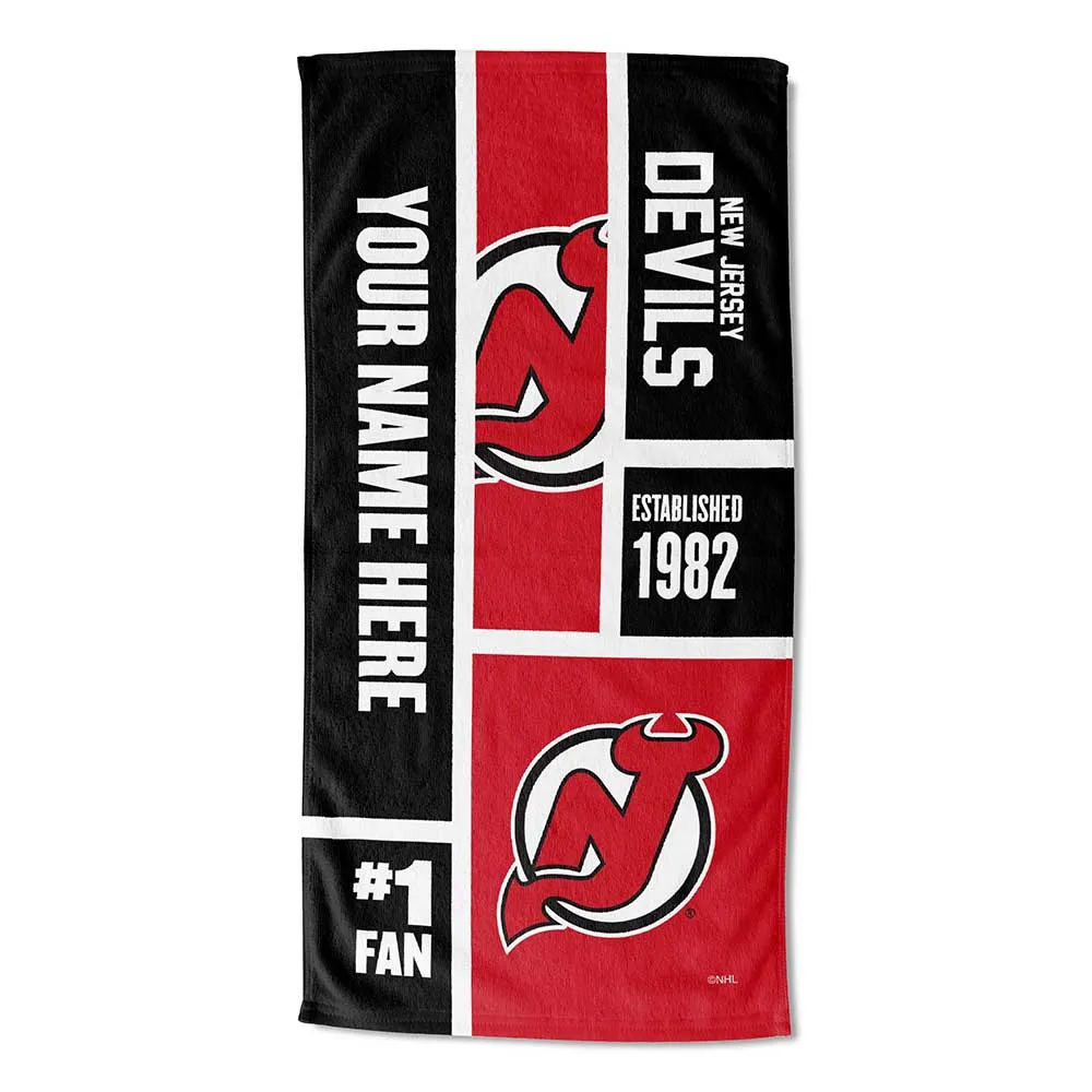 NHL New Jersey Devils Colorblock Personalized Beach Towel 30x60 Inches