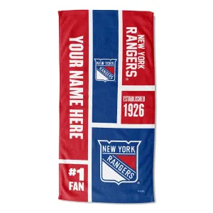 NHL New York Rangers Colorblock Personalized Beach Towel 30x60 Inches