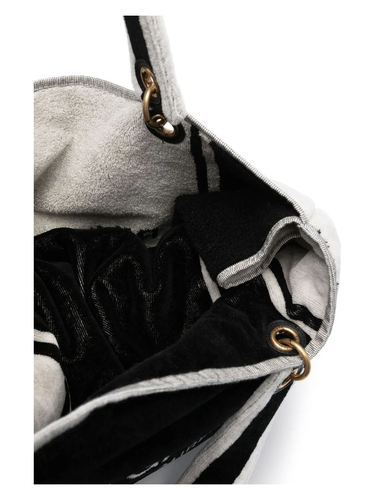 RIVE GAUCHE TOTE IN BLACK AND WHITE TERRY CLOTH