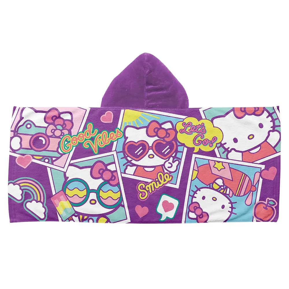 Sanrio Hello Kitty Let's Go Hooded Youth Beach Towel 21x51 Inches