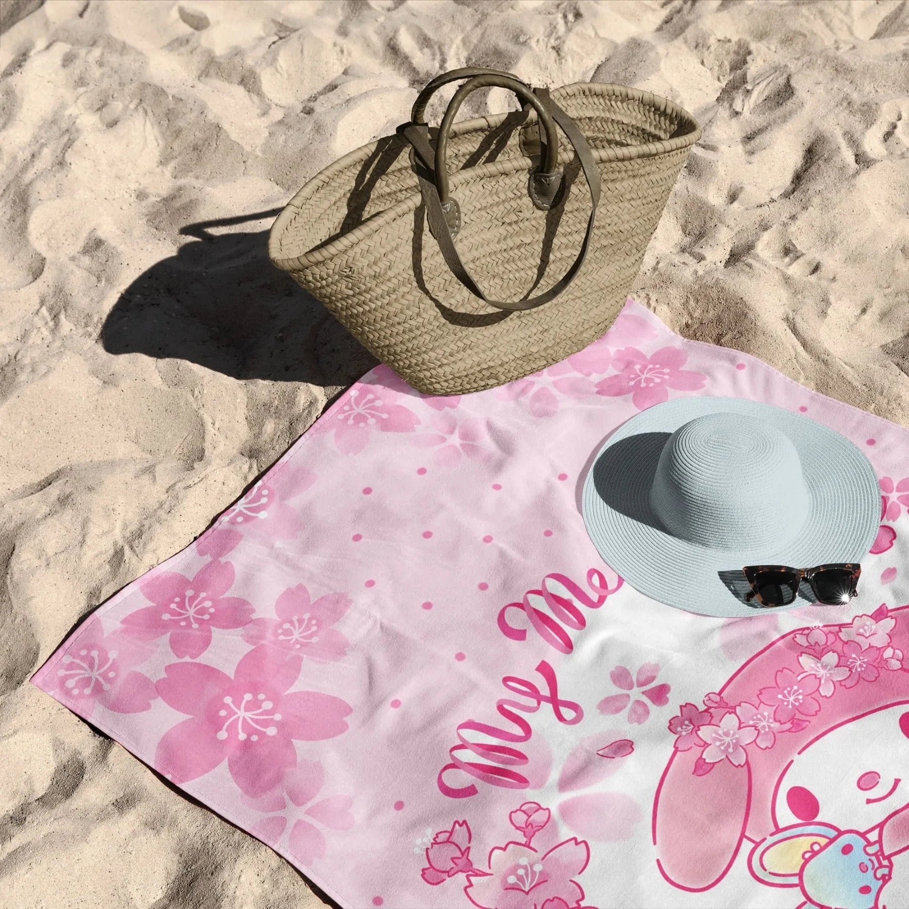 Sanrio My Melody and Kuromi Sakura My Melody   Flirty Kuromi 2-Pack Beach Towel 30x60 Inches