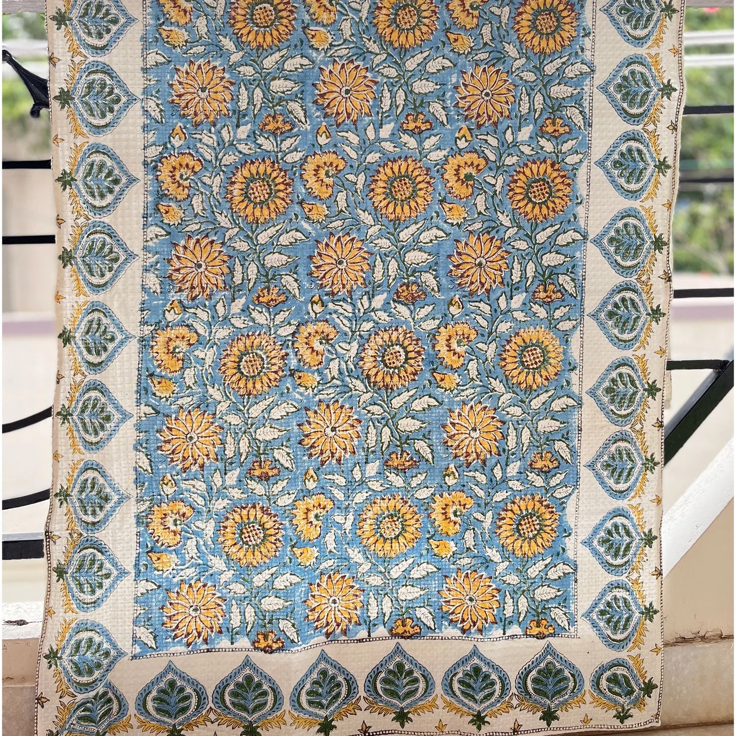 Sunflower in blue sky Towel