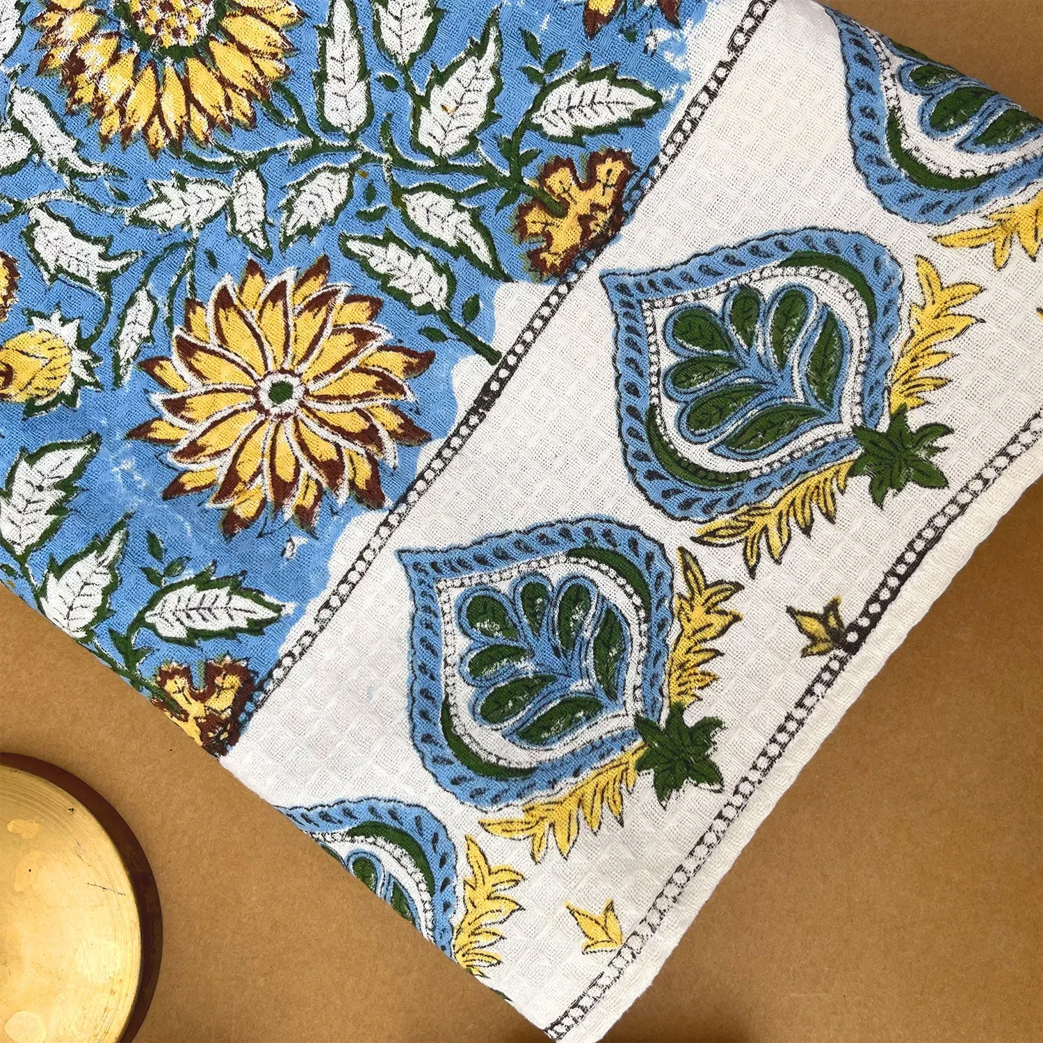 Sunflower in blue sky Towel