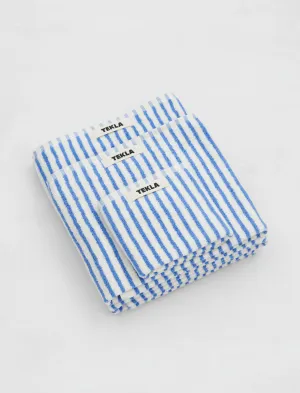 Terry Towel Striped Coastal Blue