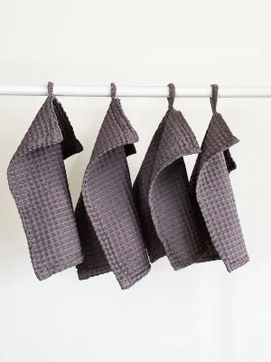 Waffle Face Cloth Set Of 4 In Grey