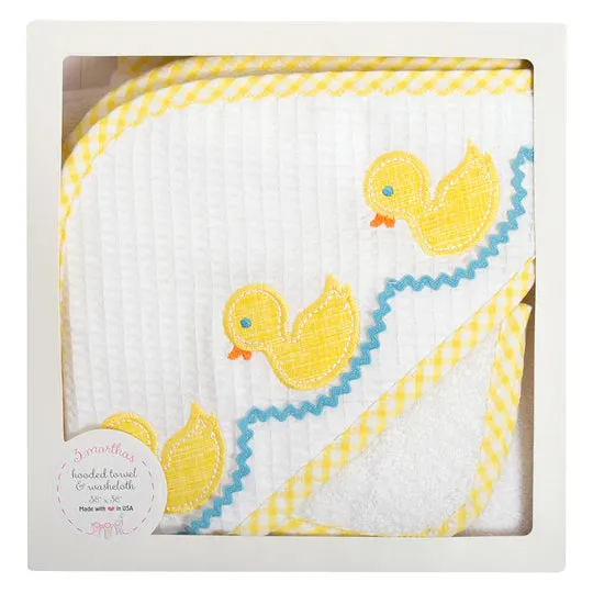 Yellow Duck Hooded Towel & Washcloth Set